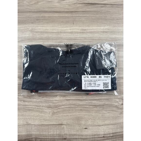 Savage X Fenty Sport Strap It Up Low Impact Sports Bra Black Pink Large - Picture 6 of 9